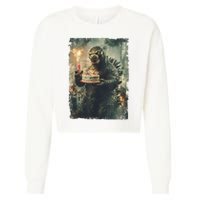 Kaiju Birthday Japan Monster Movie Bday Party Japanese Cropped Pullover Crew