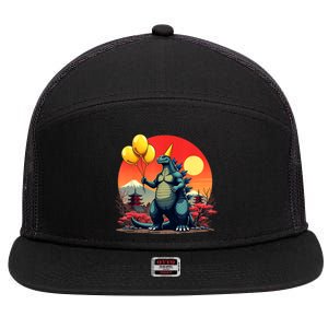 Kaiju Birthday Japan Monster Movie Bday Party Decorations 7 Panel Mesh Trucker Snapback Hat