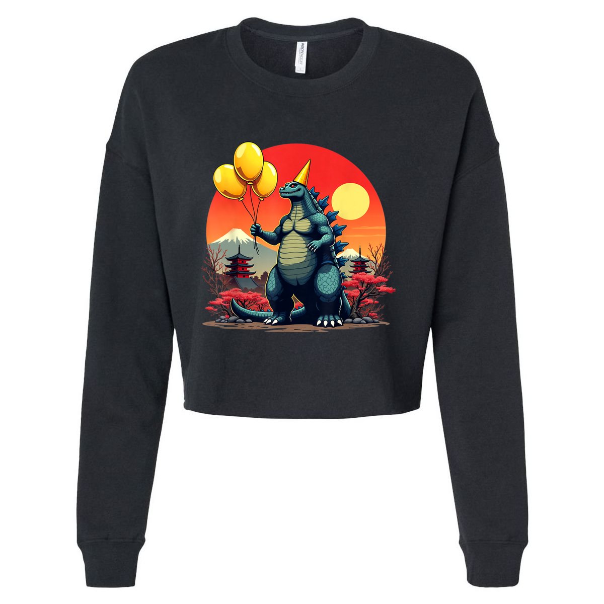 Kaiju Birthday Japan Monster Movie Bday Party Decorations Cropped Pullover Crew