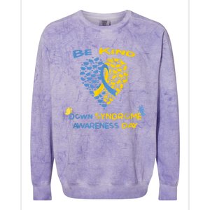 kid Be Kind World Down Syndrome Awareness  Day Fight Ribbon Colorblast Crewneck Sweatshirt