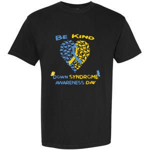 kid Be Kind World Down Syndrome Awareness  Day Fight Ribbon Garment-Dyed Heavyweight T-Shirt