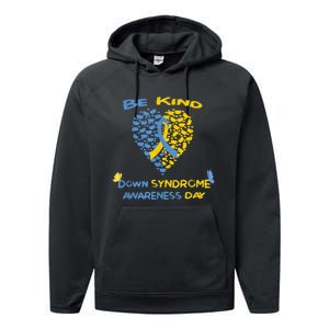 kid Be Kind World Down Syndrome Awareness  Day Fight Ribbon Performance Fleece Hoodie