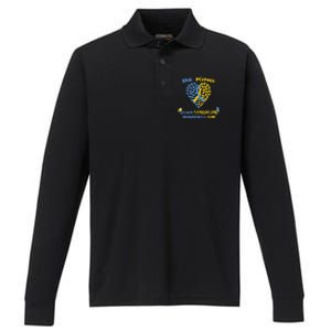 kid Be Kind World Down Syndrome Awareness  Day Fight Ribbon Performance Long Sleeve Polo