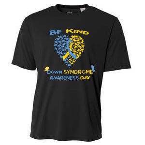 kid Be Kind World Down Syndrome Awareness  Day Fight Ribbon Cooling Performance Crew T-Shirt