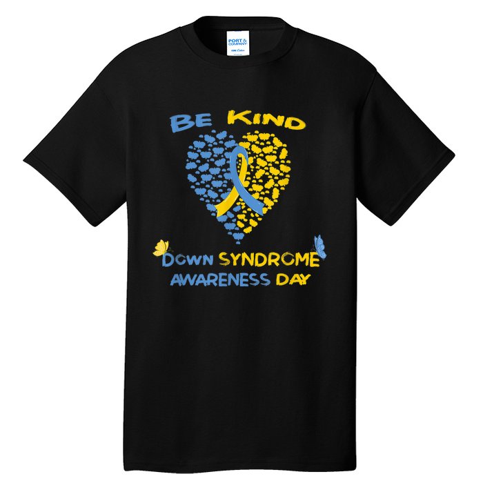 kid Be Kind World Down Syndrome Awareness  Day Fight Ribbon Tall T-Shirt