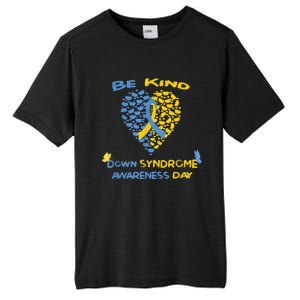 kid Be Kind World Down Syndrome Awareness  Day Fight Ribbon Tall Fusion ChromaSoft Performance T-Shirt