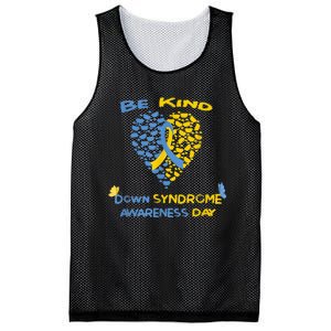 kid Be Kind World Down Syndrome Awareness  Day Fight Ribbon Mesh Reversible Basketball Jersey Tank