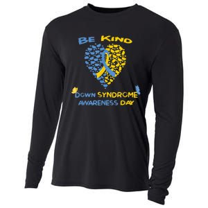 kid Be Kind World Down Syndrome Awareness  Day Fight Ribbon Cooling Performance Long Sleeve Crew