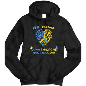 kid Be Kind World Down Syndrome Awareness  Day Fight Ribbon Tie Dye Hoodie