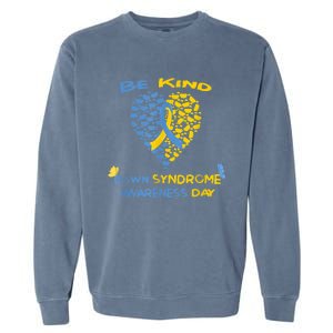 kid Be Kind World Down Syndrome Awareness  Day Fight Ribbon Garment-Dyed Sweatshirt