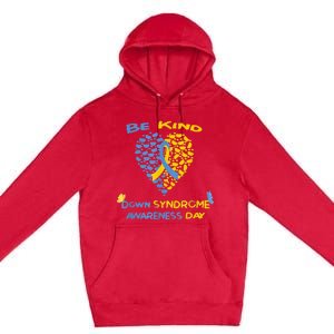 kid Be Kind World Down Syndrome Awareness  Day Fight Ribbon Premium Pullover Hoodie