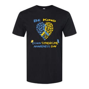 kid Be Kind World Down Syndrome Awareness  Day Fight Ribbon Softstyle CVC T-Shirt