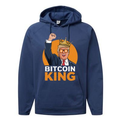 Kawaii Bitcoin King Trump Crypto Shades Bitcoin Evolution Performance Fleece Hoodie