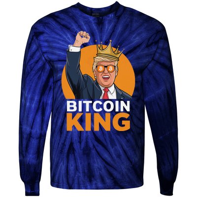 Kawaii Bitcoin King Trump Crypto Shades Bitcoin Evolution Tie-Dye Long Sleeve Shirt