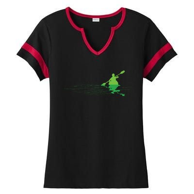 Kayak Boat Kayaking Paddling Graphic Kayaker Silhouette Ladies Halftime Notch Neck Tee