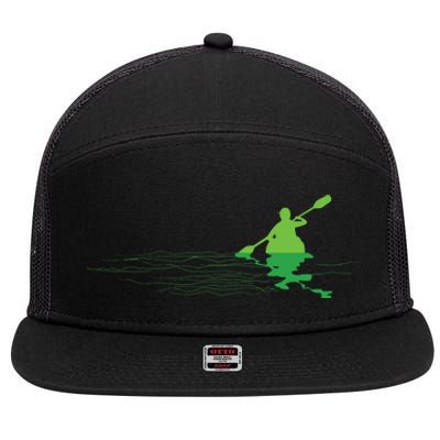 Kayak Boat Kayaking Paddling Graphic Kayaker Silhouette 7 Panel Mesh Trucker Snapback Hat