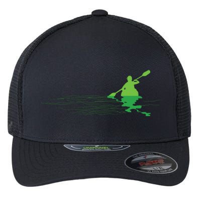 Kayak Boat Kayaking Paddling Graphic Kayaker Silhouette Flexfit Unipanel Trucker Cap