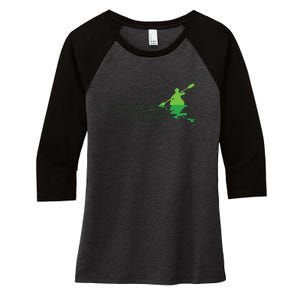 Kayak Boat Kayaking Paddling Graphic Kayaker Silhouette Women's Tri-Blend 3/4-Sleeve Raglan Shirt