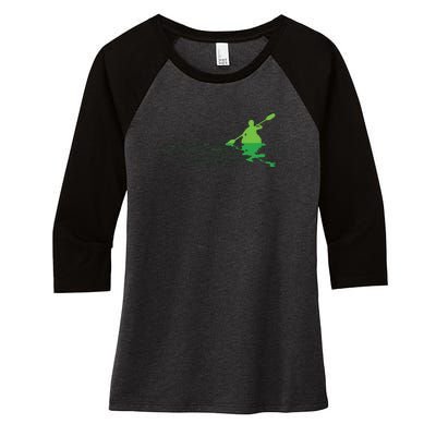 Kayak Boat Kayaking Paddling Graphic Kayaker Silhouette Women's Tri-Blend 3/4-Sleeve Raglan Shirt