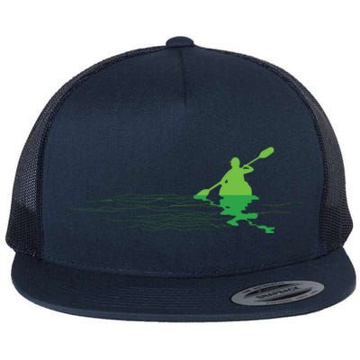 Kayak Boat Kayaking Paddling Graphic Kayaker Silhouette Flat Bill Trucker Hat