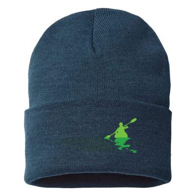 Kayak Boat Kayaking Paddling Graphic Kayaker Silhouette Sustainable Knit Beanie