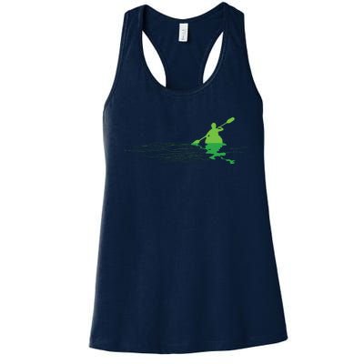 Kayak Boat Kayaking Paddling Graphic Kayaker Silhouette Women's Racerback Tank