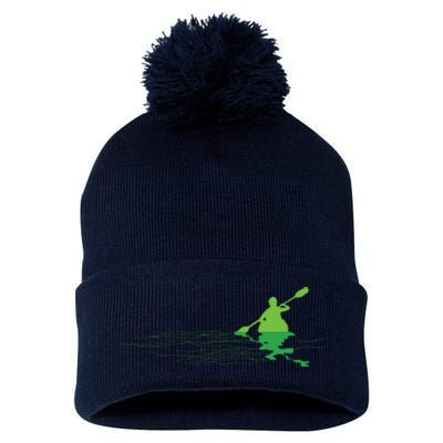 Kayak Boat Kayaking Paddling Graphic Kayaker Silhouette Pom Pom 12in Knit Beanie