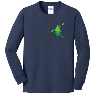 Kayak Boat Kayaking Paddling Graphic Kayaker Silhouette Kids Long Sleeve Shirt