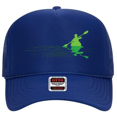 Kayak Boat Kayaking Paddling Graphic Kayaker Silhouette High Crown Mesh Back Trucker Hat