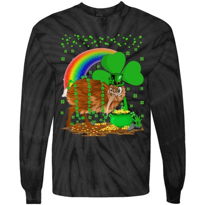 Kiwi Bird Lover Shamrock Rainbow Kiwi Bird St Patrick's Day Tie-Dye Long Sleeve Shirt