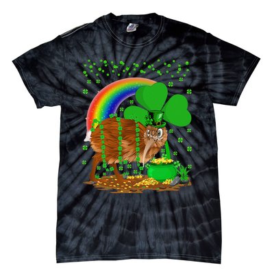 Kiwi Bird Lover Shamrock Rainbow Kiwi Bird St Patrick's Day Tie-Dye T-Shirt