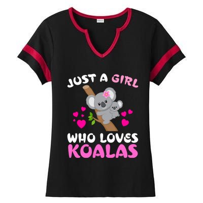 Koala Bear Lovers Just A Girl Who Loves Koalas Cool Gift Ladies Halftime Notch Neck Tee