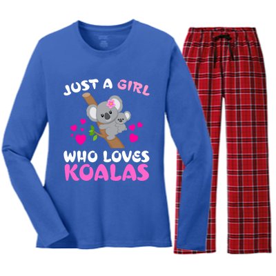 Koala Bear Lovers Just A Girl Who Loves Koalas Cool Gift Women's Long Sleeve Flannel Pajama Set 