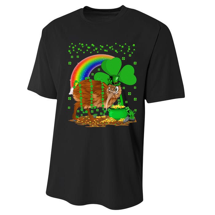 Kiwi Bird Lover Shamrock Rainbow Kiwi Bird St Patrick's Day Performance Sprint T-Shirt