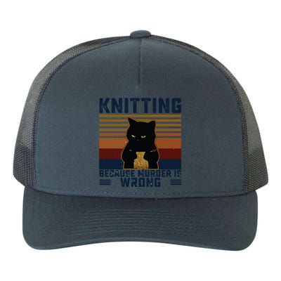 Knitting Because Murder Is Wrong Knitting Lover Knitter Yupoong Adult 5-Panel Trucker Hat