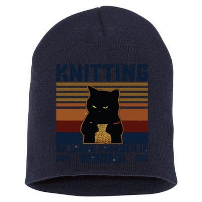 Knitting Because Murder Is Wrong Knitting Lover Knitter Short Acrylic Beanie