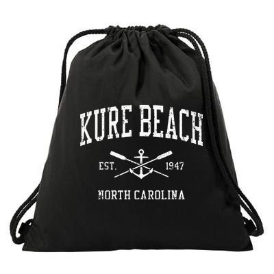 Kure Beach NC Vintage Crossed Oars & Boat Anchor Sports Drawstring Bag