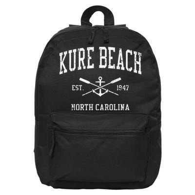 Kure Beach NC Vintage Crossed Oars & Boat Anchor Sports 16 in Basic Backpack