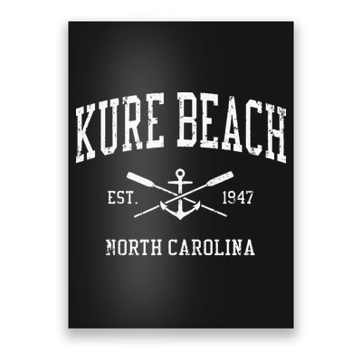 Kure Beach NC Vintage Crossed Oars & Boat Anchor Sports Poster