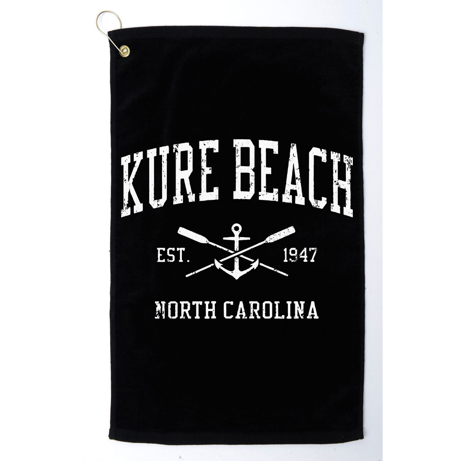 Kure Beach NC Vintage Crossed Oars & Boat Anchor Sports Golf Towel
