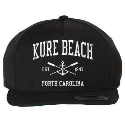 Kure Beach NC Vintage Crossed Oars & Boat Anchor Sports Wool Snapback Cap