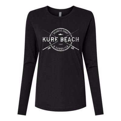 Kure Beach Nc Vintage Crossed Fishing Rods Womens Cotton Relaxed Long Sleeve T-Shirt