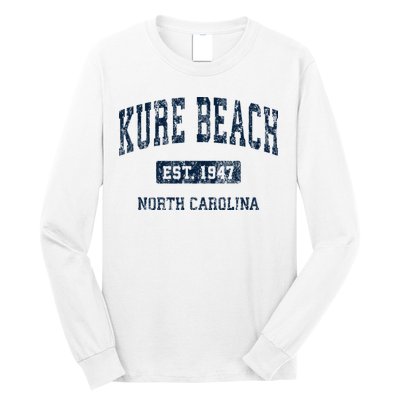 Kure Beach North Carolina Nc Vintage Athletic Sports Design Long Sleeve Shirt