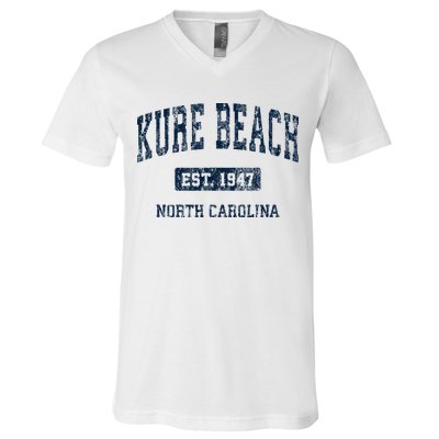 Kure Beach North Carolina Nc Vintage Athletic Sports Design V-Neck T-Shirt