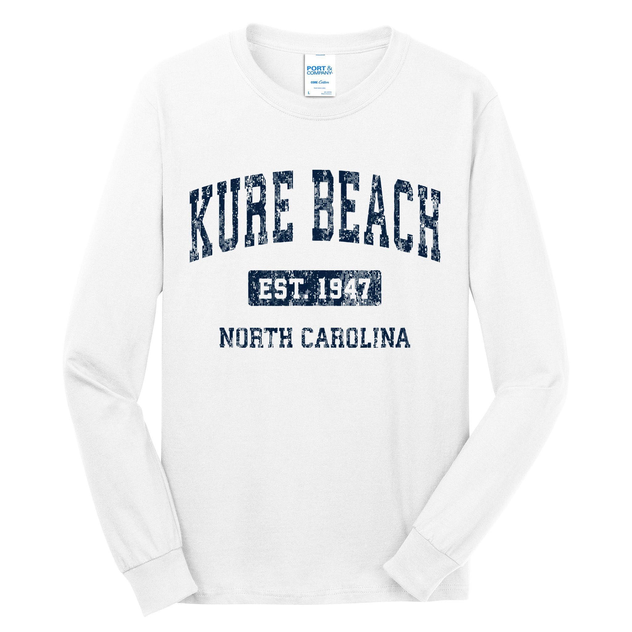 Kure Beach North Carolina Nc Vintage Athletic Sports Design Tall Long Sleeve T-Shirt