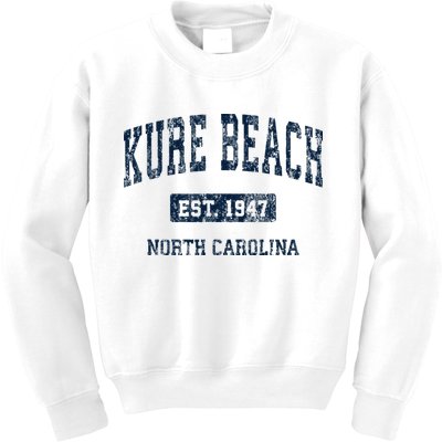 Kure Beach North Carolina Nc Vintage Athletic Sports Design Kids Sweatshirt