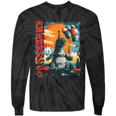 Kaiju Birthday Party Japan Monster Movie Bday Gift Tie-Dye Long Sleeve Shirt