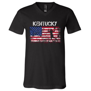 Kentucky Basketball Players American Flag V-Neck T-Shirt