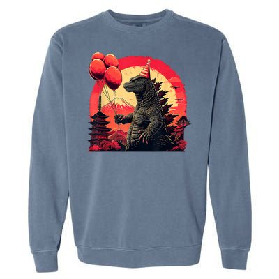 Kaiju Birthday Party Japan Monster Movie Bday Decorations Garment-Dyed Sweatshirt