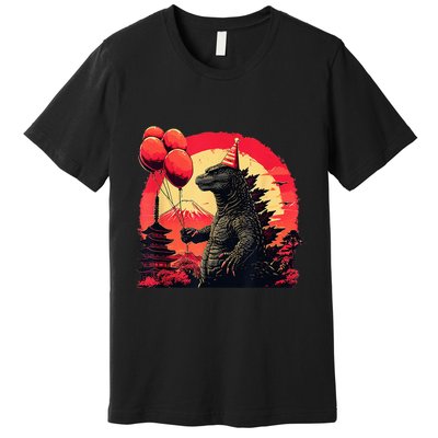 Kaiju Birthday Party Japan Monster Movie Bday Decorations Premium T-Shirt